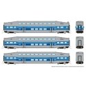 Bilevel Commuter Cab Car & 2 Coach Set - Ready to Run -- AMT Montreal Set 1 2001, 2024, 2031 (blue, gray), N, Rapido Trains Inc 