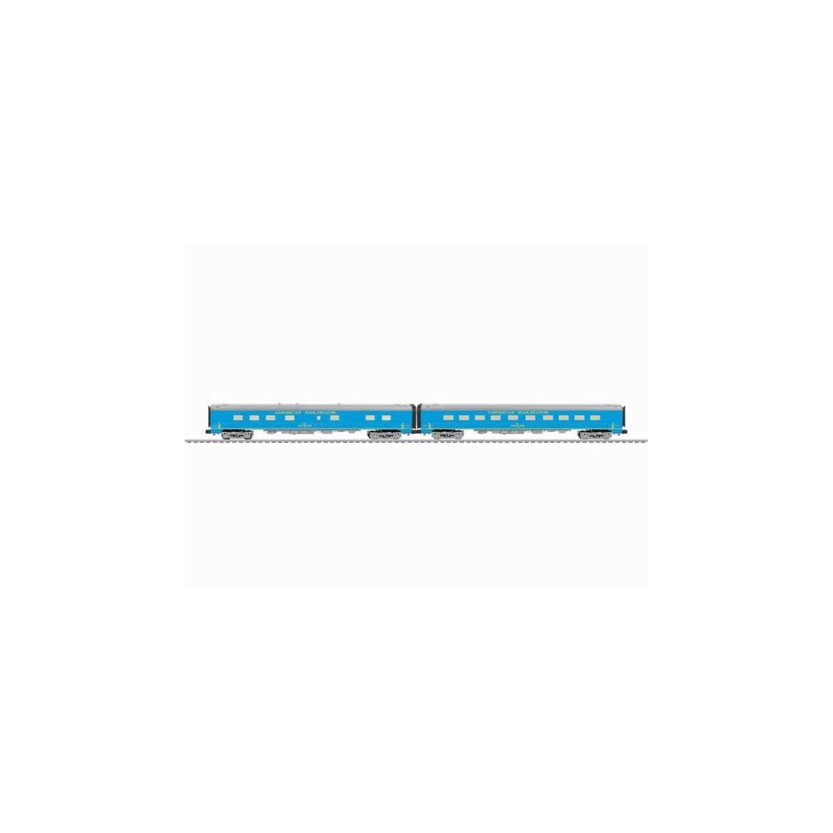 21′ Streamlined Smooth-Side Twin-Unit Diner - 3-Rail w/RailSounds - Ready t -- American Railroads (blue, gray, yellow), O, Lio