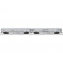18′ Streamlined Fluted Coach 2-Pack - 3-Rail - Ready to Run - RailSounds -- Penn Central 1589, 7142 (silver, black), O, Lionel