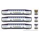Bilevel Commuter Cab Car & 2 Coach Set - Ready to Run -- West Coast Express Set 1 108, 304, 308 (white, blue, yellow), N, Rapido