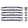 Bilevel Commuter Cab Car & 2 Coach Set - Ready to Run -- West Coast Express Set 1 108, 304, 308 (white, blue, yellow), N, Rapido