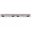 18′ Streamlined Fluted Coach 2-Pack - 3-Rail - Ready to Run - RailSounds -- Pennsylvania Railroad (silver, Tuscan, Senator), O