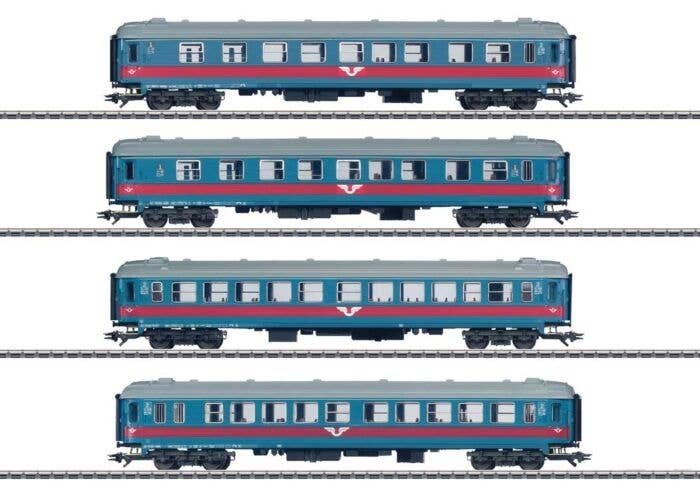 Type A2K, AB3K, B1KT & B5K Inter-Regio 4-Car Set - 3-Rail - Ready to Run -- Swedish State Railways SJ (Era V, blue, gray, red), 
