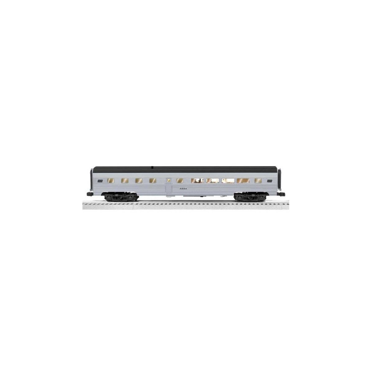18′ Streamlined Fluted Diner - 3-Rail - Ready to Run - StationSounds -- Penn Central 4554 (silver, black), O, Lionel 2527150