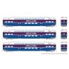 Bilevel Commuter Coach 3-Pack - Ready to Run -- Altamont Commuter Express 3214, 3218, 3221 (white, purple, blue), N, Rapido Trai