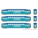 Bilevel Commuter Coach 3-Pack - Ready to Run -- Coaster Set 2401, 2403, 2406 (Early Scheme, blue, teal, white), N, Rapido Trains