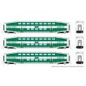 Bilevel Commuter Coach 3-Pack - Ready to Run -- GO Transit 2310, 2325, 2341 (green, white), N, Rapido Trains Inc 546015