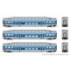 Bilevel Commuter Coach 3-Pack - Ready to Run -- AMT Montreal 2020, 2028, 2033 (blue, gray), N, Rapido Trains Inc 546006