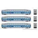 Bilevel Commuter Coach 3-Pack - Ready to Run -- AMT Montreal 2020, 2028, 2033 (blue, gray), N, Rapido Trains Inc 546006