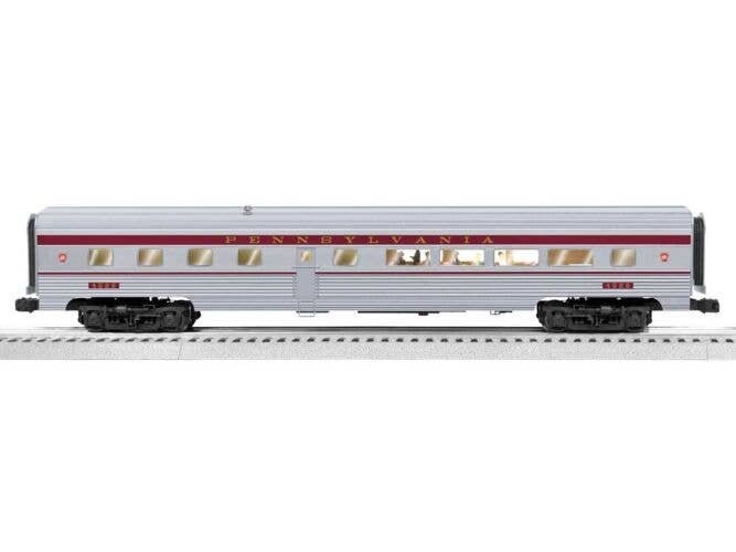 18′ Streamlined Fluted Diner - 3-Rail - Ready to Run - StationSounds -- Pennsylvania Railroad 4526 (silver, Tuscan), O, Lionel