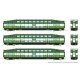 Bilevel Commuter Coach 3-Pack - Ready to Run -- GO/Metrolinx 2002, 2065, 2079 (green, white), N, Rapido Trains Inc 546018