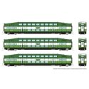 Bilevel Commuter Coach 3-Pack - Ready to Run -- GO/Metrolinx 2002, 2065, 2079 (green, white), N, Rapido Trains Inc 546018