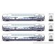 Bilevel Commuter Coach 3-Pack - Ready to Run -- Metrolink 183, 195, 208 (As Delivered, white, blue), N, Rapido Trains Inc 546021