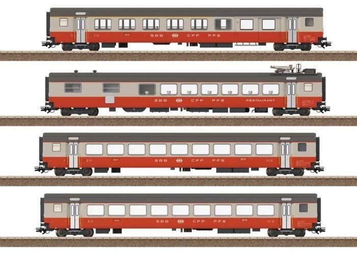 Type AD Combine, Type WR Diner, 2 Type B Coaches - Ready to Run -- Swiss Federal Railways SBB/CFF/FFS (Era IV 1975, Swiss Expres