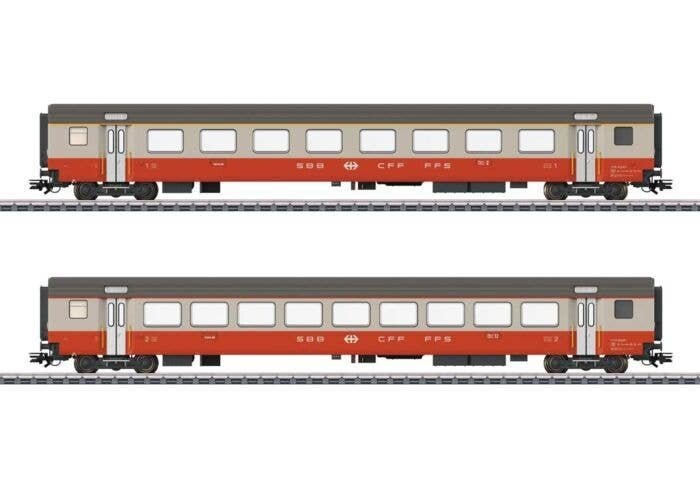 Type A Coach, Type B Coach Set - 3-Rail - Ready to Run -- Swiss Federal Railways SBB/CFF/FFS (Era IV 1975, Swiss Express, gray, 
