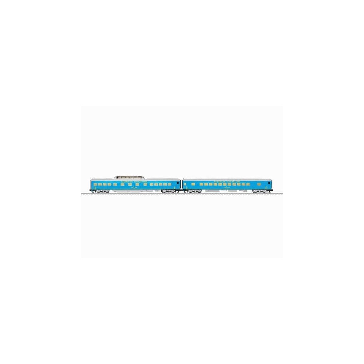 21′ Streamlined Smooth-Side 3 Coach, Dome - 3-Rail - Ready to Run -- American Railroads (blue, gray, yellow), O, Lionel 252703