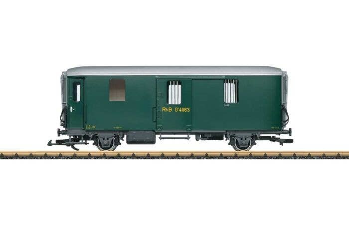 Short Baggage Car - Ready to Run -- Rhaetian Railroad RhB D 4063 (Era IV, green, silver), G, LGB 41843