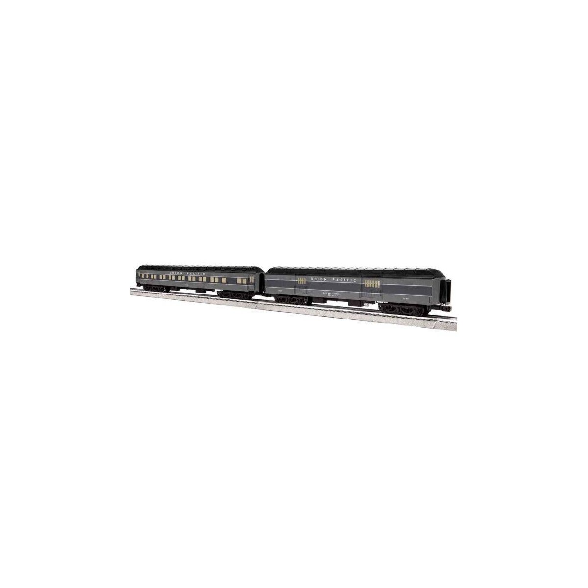 Heavyweight 18′ Baggage & Coach - 3-Rail - Ready to Run -- Union Pacific 1448, 1240 (2-Tone Gray), O, Lionel 2427130