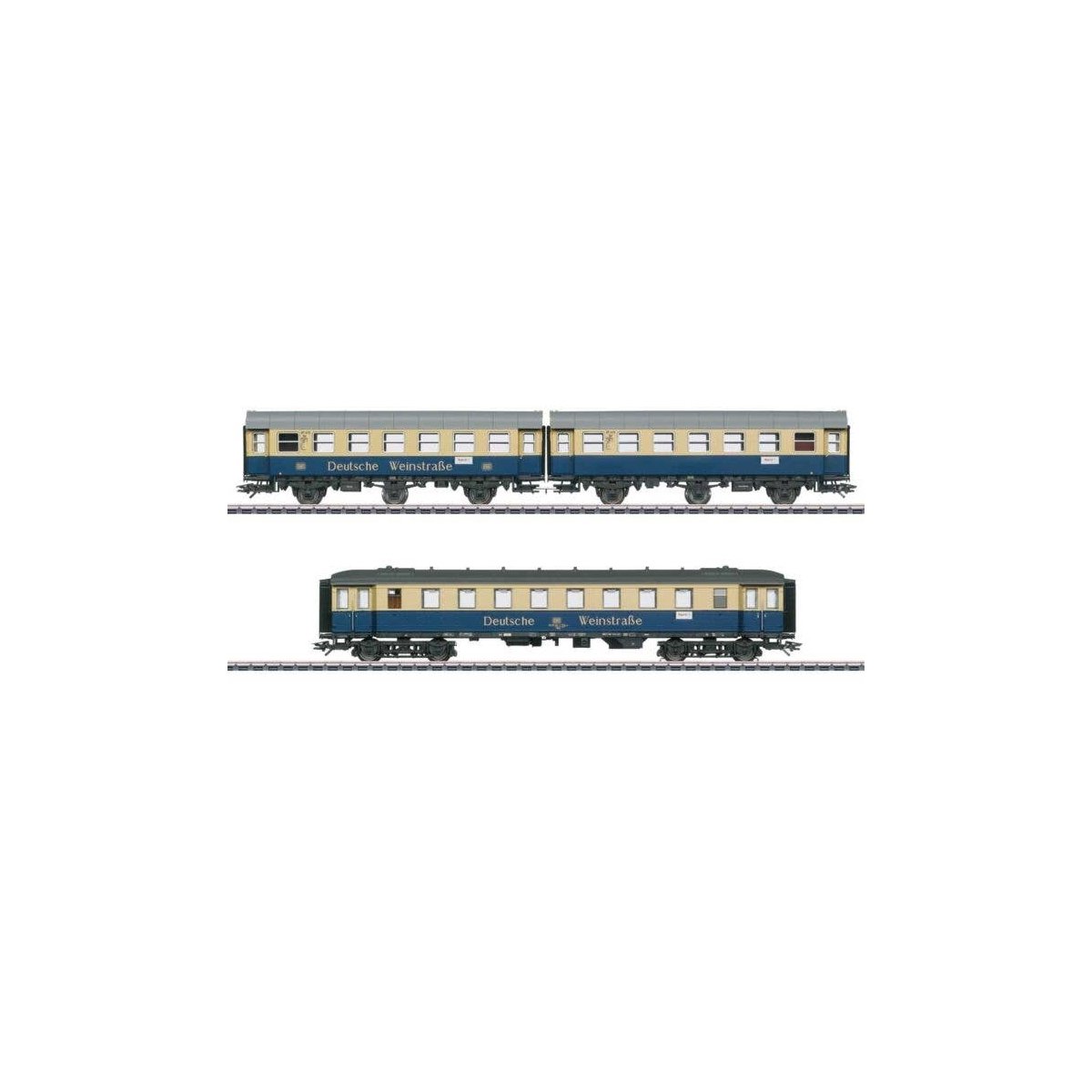 Type WG3yge 3-Axle Rebuild Pair & WGye 839 Coach - 3-Rail - Ready to Run -- German Federal Railroad DB (Era IV 1982, Deutsche We