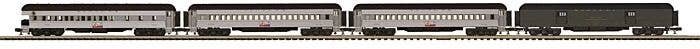 Madison Heavyweight Baggage, 2 Coach, Observation Set - 3-Rail RTR -- Santa Fe 292 (green), 3038, 3064, 1512 (gray, black), O, A