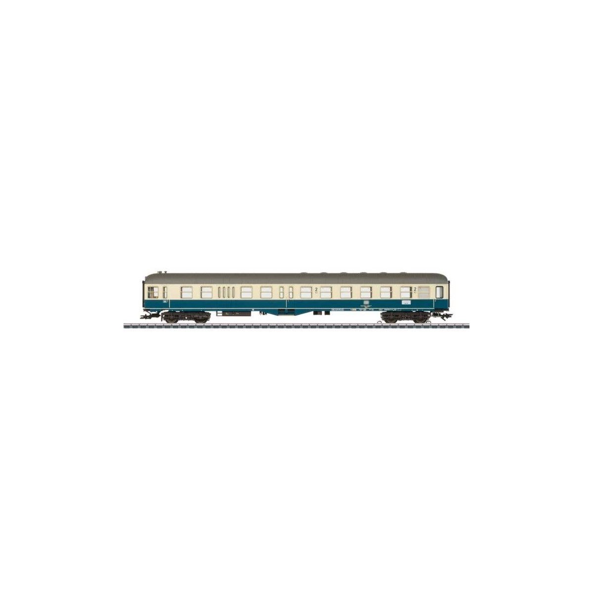 Type BDylf 457 2nd Class Cab Control Car - 3-Rail - Ready to Run -- German Federal Railroad DB (Era IV 1980, ocean blue, ivory, 