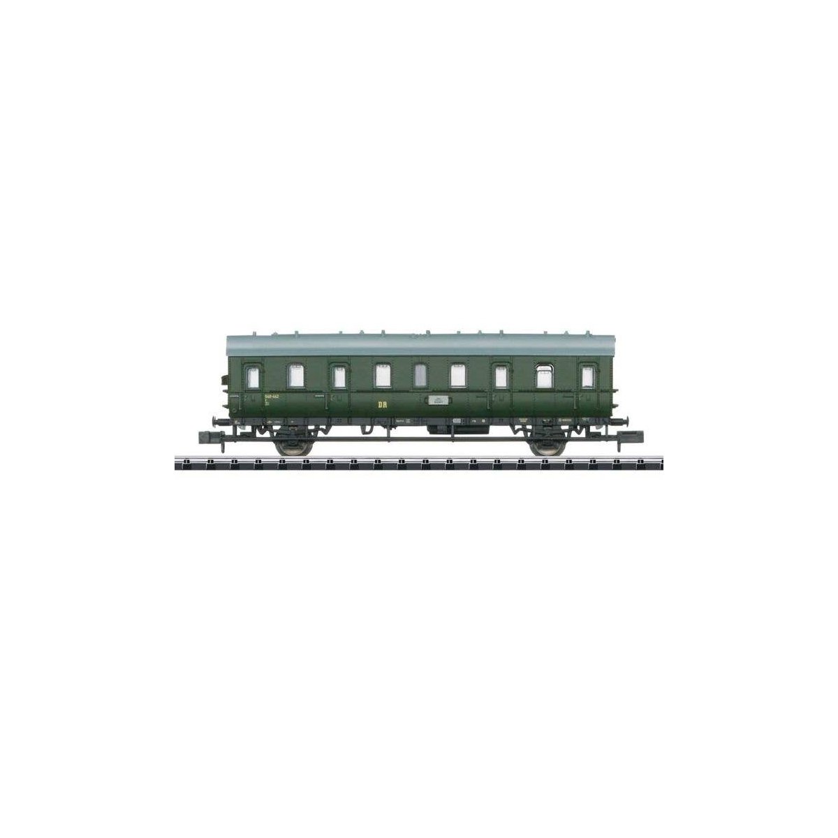 2 Type DR B 541 & Btr-541 Commuter Set - Ready to Run - Minitrix -- German State Railroad DR (Era III 1964, green, gray), N, Tri