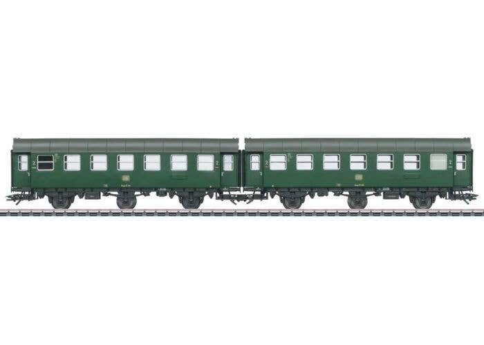 Type B3yge 2nd Class 2-Unit Rebuild Coach Set - 3-Rail - Ready to Run -- German Federal Railroad DB (Era III 1965, green, gray),