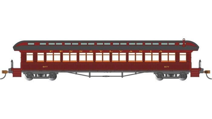 1900s-Era 60′ Passenger Car - Ready to Run -- Pennsylvania Railroad 8177, HO, Bachmann Industries 12802