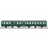 Rebuilt Type B3yge and BD3yg 2nd Class Car Set - 3-Rail - Ready to Run -- German Federal Railroad DB (Era III 1965, green, gray)