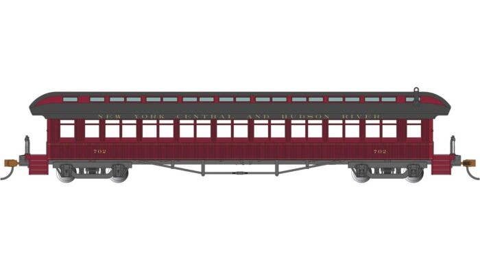 1900s-Era 60′ Passenger Car - Ready to Run -- New York Central & Hudson River 702, HO, Bachmann Industries 12804