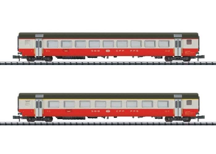 Swiss Express EW III 2-Car Set Part 2 - Ready to Run -- Swiss Federal Railways SBB (Era IV 1975, red, white, black), N, Trix 187