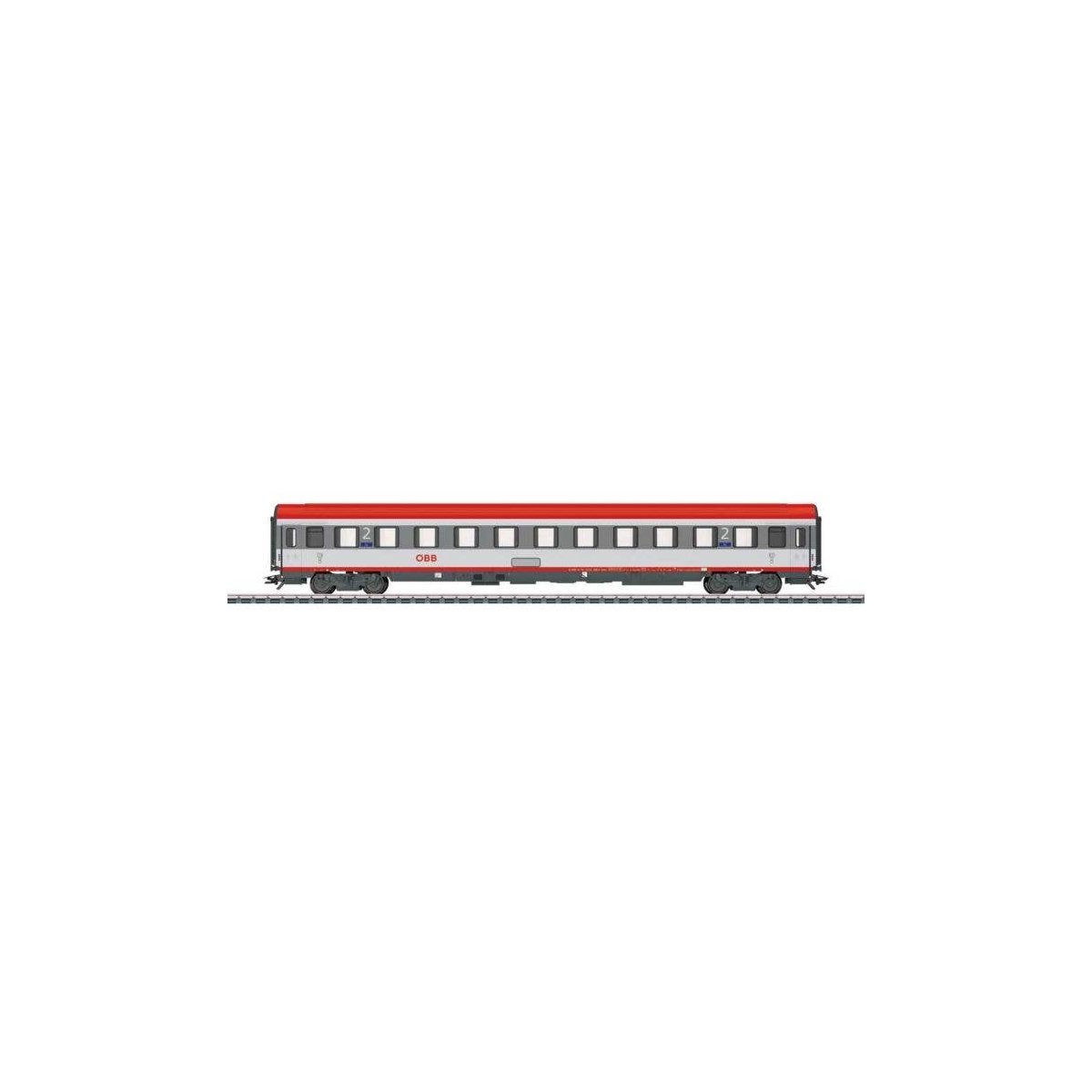 Type Bmz 2nd Class Coach - 3-Rail - Ready to Run -- Austrian Federal Railways OBB (Era VI 2012, white, red, gray), HO, Marklin, 