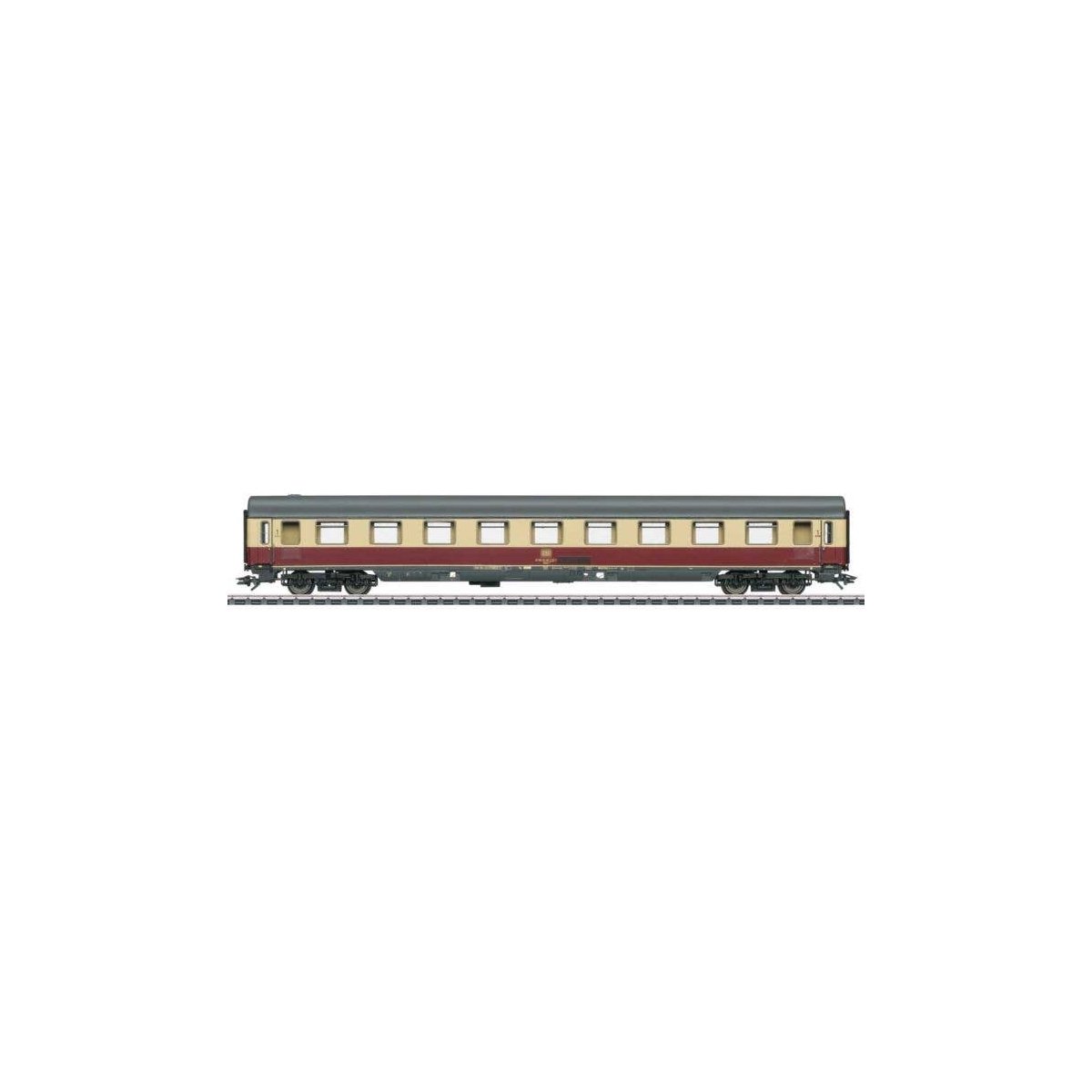 Type Avmz 111 1st Class Compartment Car - 3-Rail - Ready to Run -- German Federal Railroad DB (Era IV 1980, red, beige, gray), H