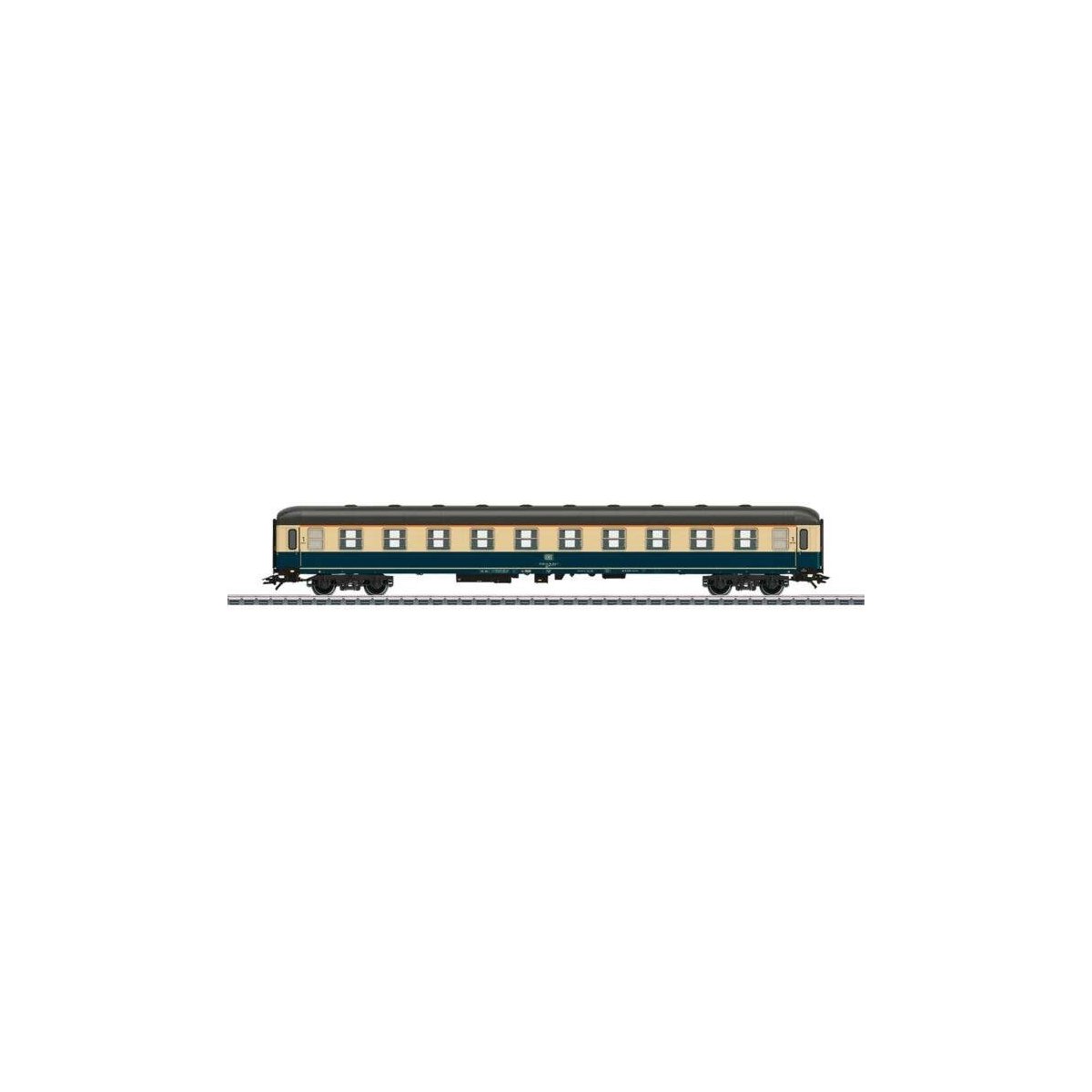 Type Am 203 1st Class Compartment Car - 3-Rail - Ready to Run -- German Federal Railroad DB (Era IV 1980, Ocean Blue, ivory), HO
