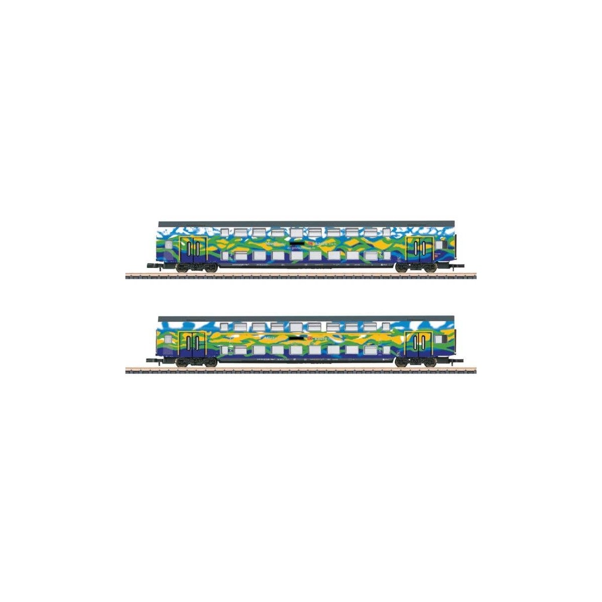 Type DBpza 753.5 & DABpza 758.5 Bi-Level Coach Set - Ready to Run -- German Railroad DB AG (Era VI 2024, Touristik Scheme, blue,