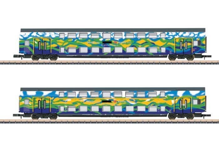 Type DBpza 753.5 & DABpza 758.5 Bi-Level Coach Set - Ready to Run -- German Railroad DB AG (Era VI 2024, Touristik Scheme, blue,