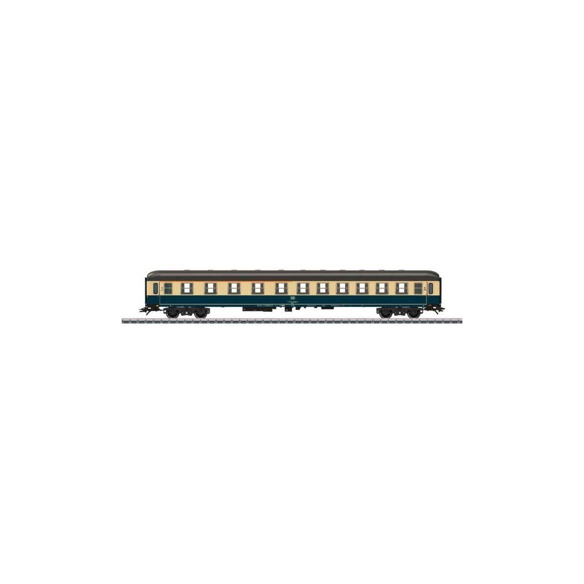 Type ABm 225 2nd Class Coach - 3-Rail - Ready to Run -- German Federal Railroad DB (Era IV 1980, Ocean Blue, ivory), HO, Marklin