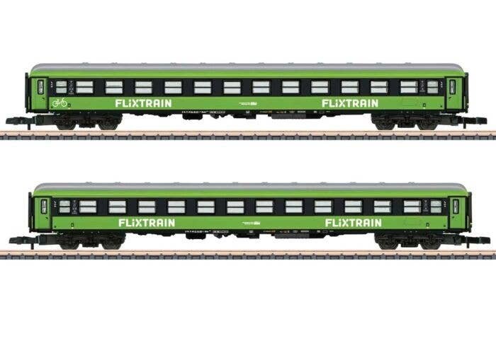 Type Bmmdz 268.7F and 264.4F Coach Set - Ready to Run -- Flixtrain (Era VI 2020, green, black, white), Z, Marklin, Inc 87404
