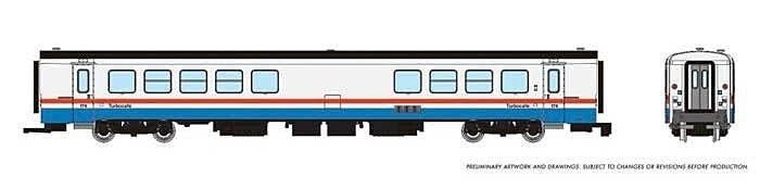Rohr RTL Turboliner Snack Bar Coach - Ready to Run -- Amtrak 186 (Phase III Late, white, blue, red, black roof), N, Rapido Train