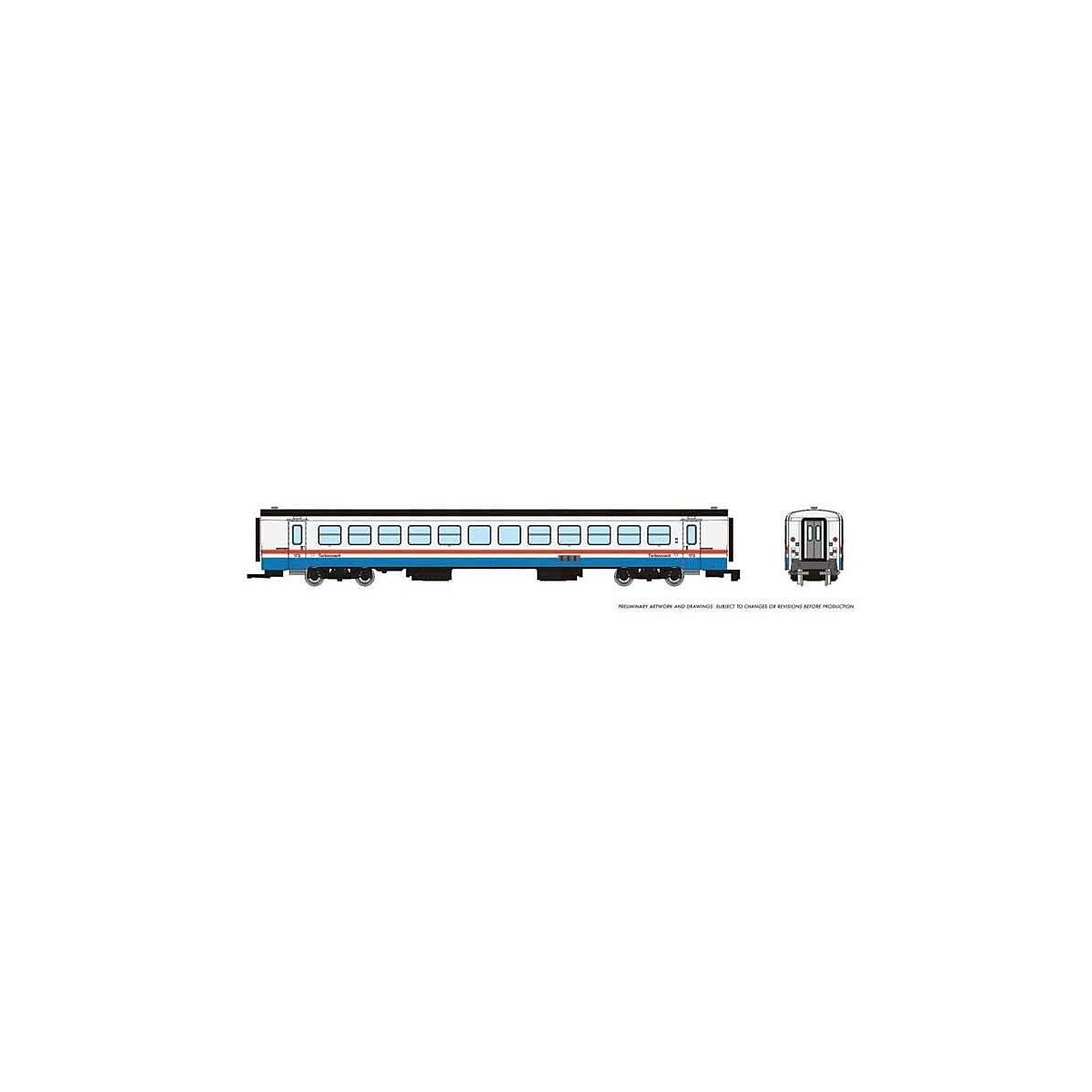 Rohr RTL Turboliner Coach - Ready to Run -- Amtrak 187 (Phase III Late, white, blue, red, black roof), N, Rapido Trains Inc 5251