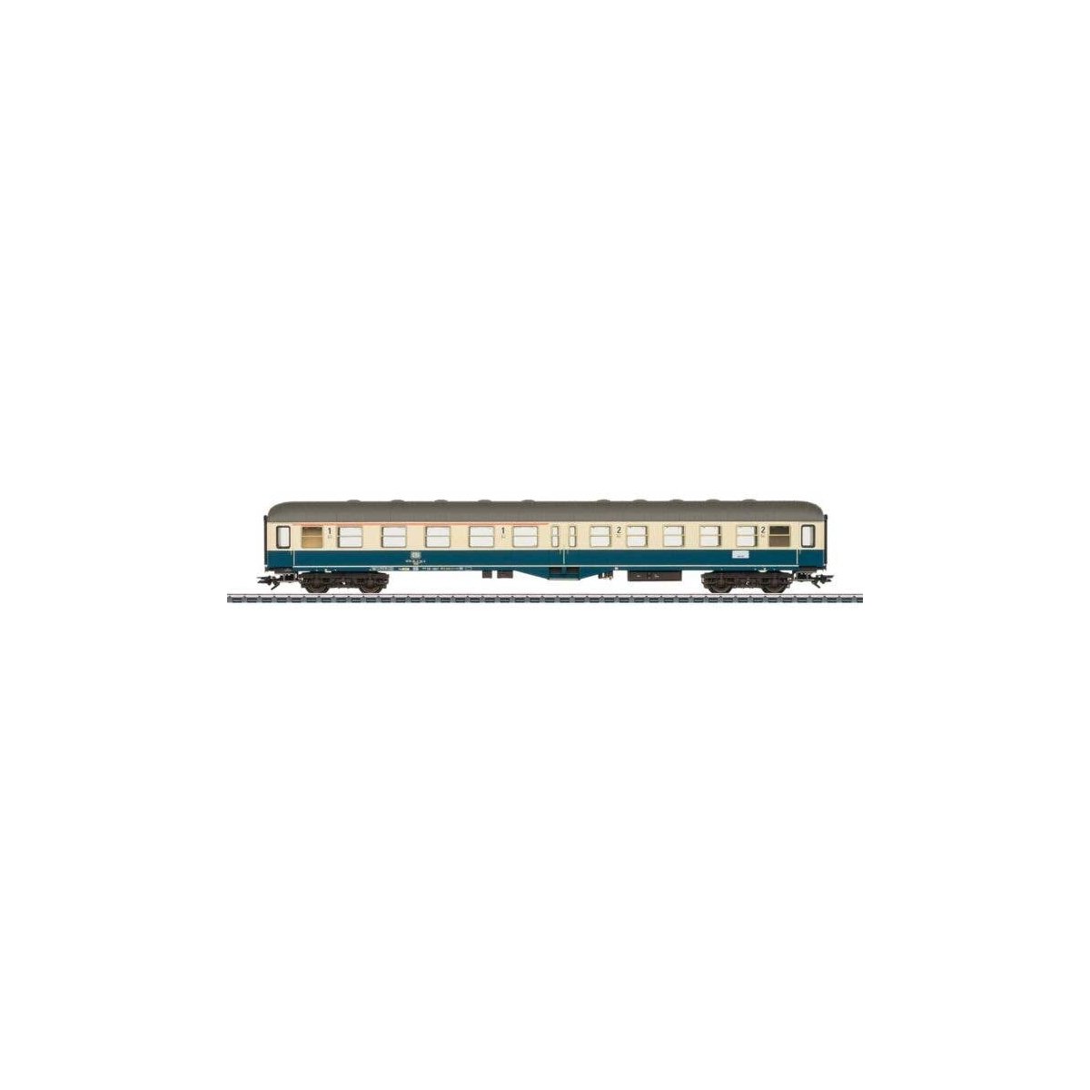 Type ABylb 411 1st and 2nd Class Coach - 3-Rail - Ready to Run -- German Federal Railroad DB (Era IV 1980, ocean blue, ivory, gr
