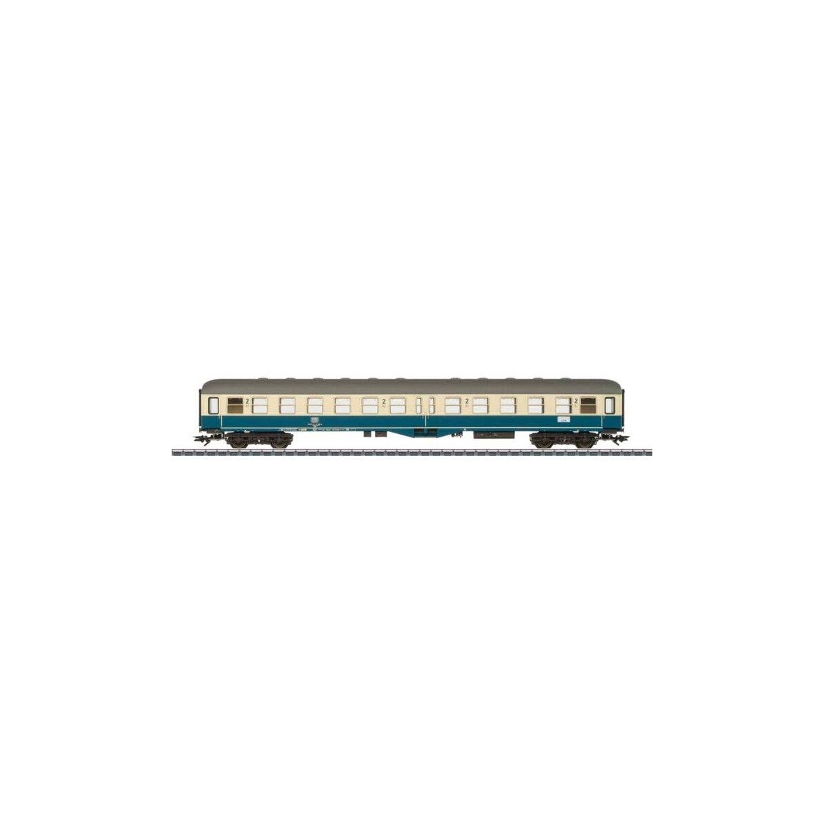 Type Bylb 421 2nd Class Coach - 3-Rail - Ready to Run -- German Federal Railroad DB (Era IV 1980, ocean blue, ivory, gray), HO, 