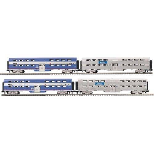 70Õ Bi-Level Gallery Car 4-Pack3-Rail - Ready to Run - Premier -- Metra Bike Cars 7791, 7801 (blue) Fluted Coaches 6127, 8502 