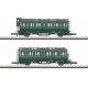 Compartment Car 2-Pack - Ready to Run -- German Federal Railroad DB (Era III 1958, green, gray), Z, Marklin, Inc 87042