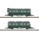 Compartment Car 2-Pack - Ready to Run -- German Federal Railroad DB (Era III 1958, green, gray), Z, Marklin, Inc 87042