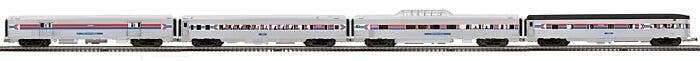 70′ Baggage, Coach, Dome, Observation Set - 3-Rail - Premier -- Amtrak 1007, 4822, 9401, 3342 (Phase I, silver, red, blue), O,