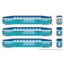Bilevel Commuter Cab Car & 2 Coach Set - Ready to Run -- Coaster Set 2 2310, 2502, 2503 (Early Scheme, blue, teal, white), N, Ra