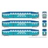 Bilevel Commuter Cab Car & 2 Coach Set - Ready to Run -- Coaster Set 2 2310, 2502, 2503 (Early Scheme, blue, teal, white), N, Ra
