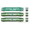 Bilevel Commuter Cab Car & 2 Coach Set - Ready to Run -- GO/Metrolinx Set 2 257, 2838, 2857 (green, white), N, Rapido Trains Inc