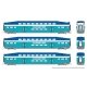 Bilevel Commuter Cab Car & 2 Coach Set - Ready to Run -- Coaster Set 1 2309, 2501, 2504 (Early Scheme, blue, teal, white), N, Ra